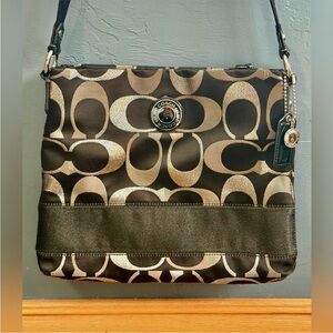Coach Black and Brown Crossbody Bag with hang tag